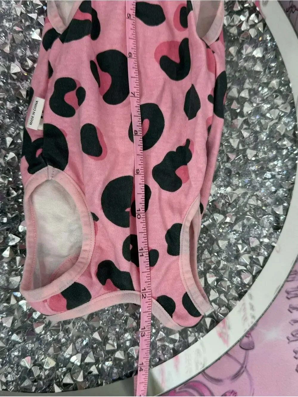 Animal onsie tshirt legs Pink Leopard Print Dog Tee with Ribbed Collar